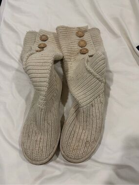 UGG Women's Knit Fold-Over Over-the-Knee Boots in Cream